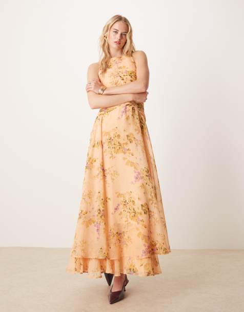 ASOS DESIGN Tall - Robe longue à taille basse et buste froncé avec dos nageur - Imprimé fleurs - view 1