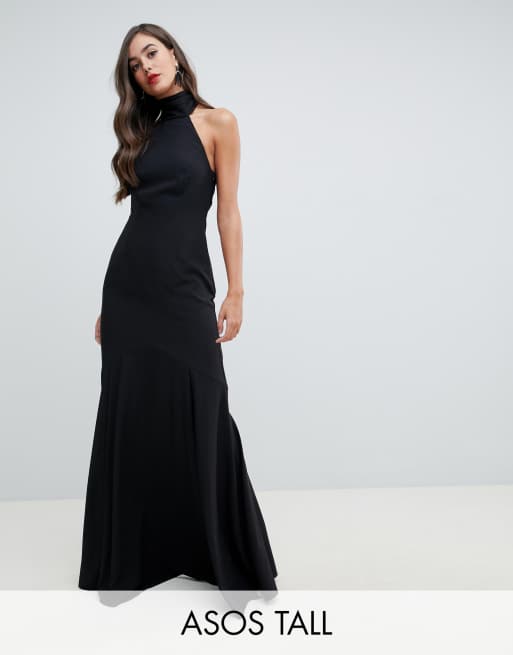 ASOS DESIGN Tall - Robe longue en crêpe à col montant