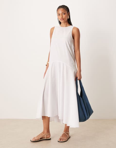 ASOS DESIGN Tall - Robe longue et sans manches à taille basse - Blanc - view 1