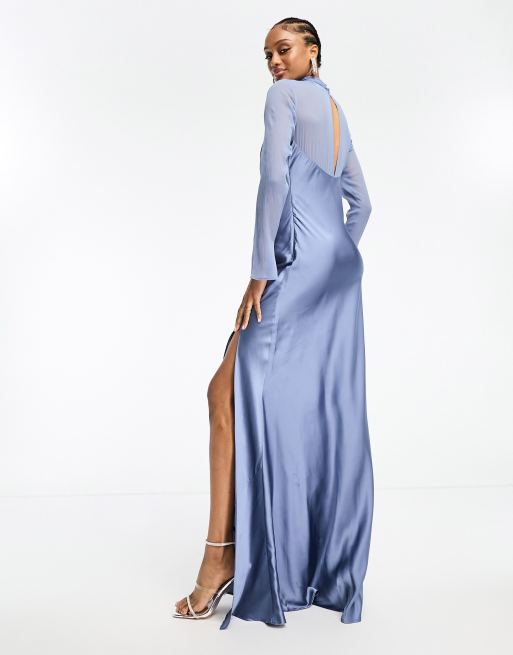 ASOS DESIGN Tall Robe longue satin e col b nitier avec d tail