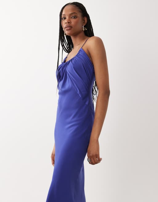 ASOS DESIGN Tall - Robe longueur mollet coupée en biais avec encolure dégagée - Indigo, 2 de 4