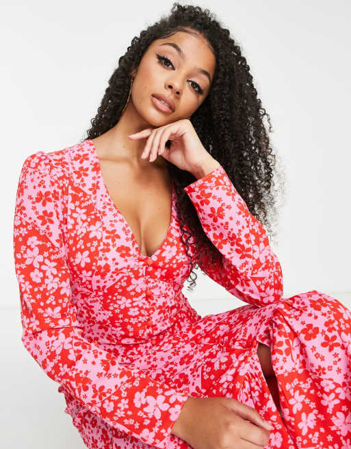 Robe rouge imprimé discount floral