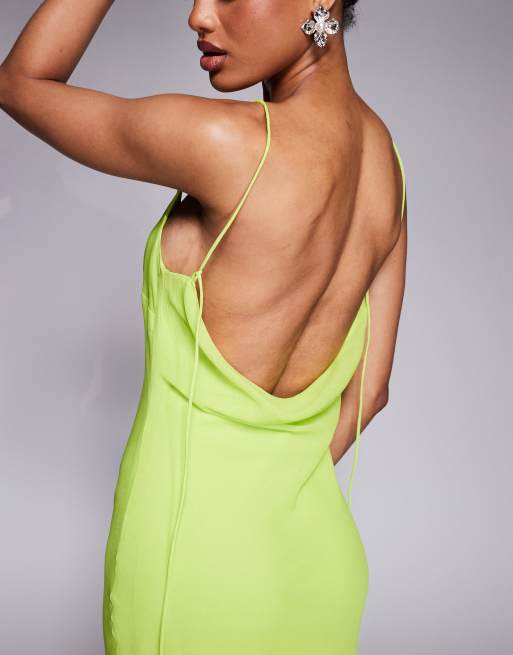 ASOS DESIGN Tall - Robe nuisette mi-longue à bretelles fines et dos bénitier - Citron vert, 2 de 4