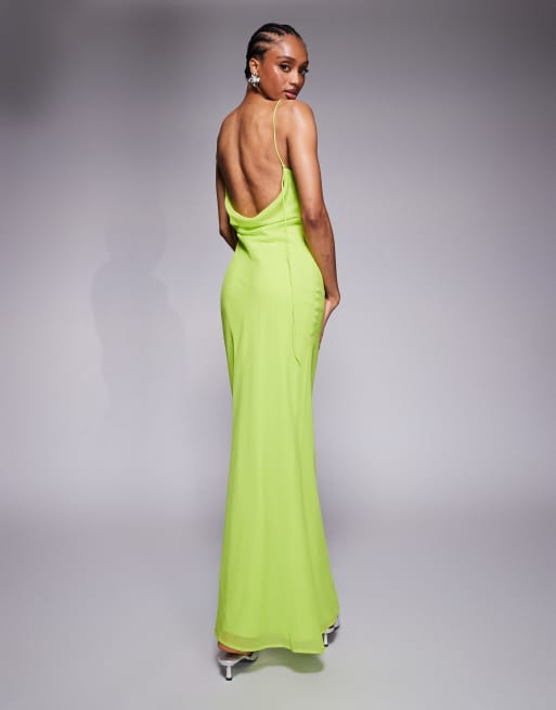 ASOS DESIGN Tall - Robe nuisette mi-longue à bretelles fines et dos bénitier - Citron vert, 3 de 4