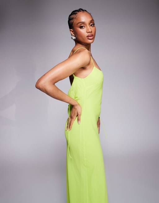 ASOS DESIGN Tall - Robe nuisette mi-longue à bretelles fines et dos bénitier - Citron vert, 4 de 4