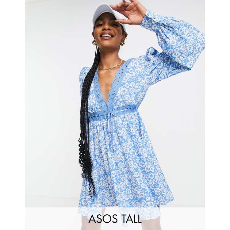 Robe Patineuse Evita Calista Sans Manches - Imprimé Floral Bleu Crème - Taille 10
