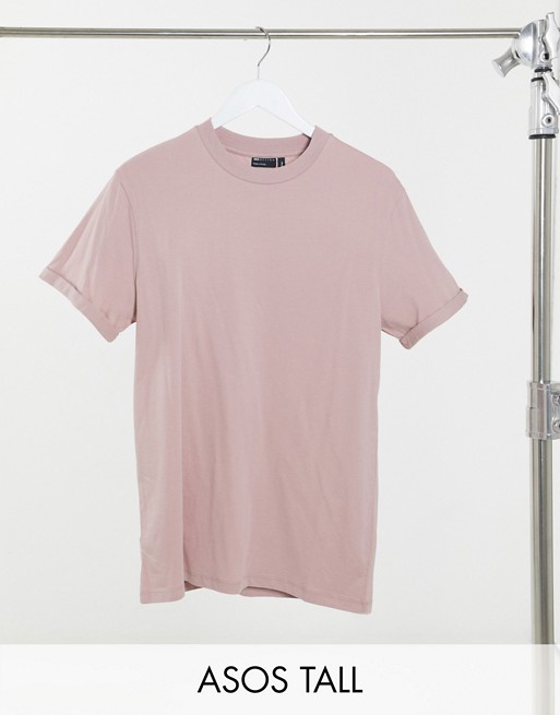 ASOS DESIGN Tall roll sleeve t-shirt in purple