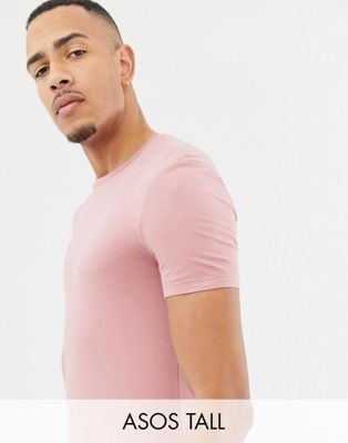 ASOS DESIGN Tall – Rosa t-shirt av ekologisk bomull i muscle fit med rund halsringning