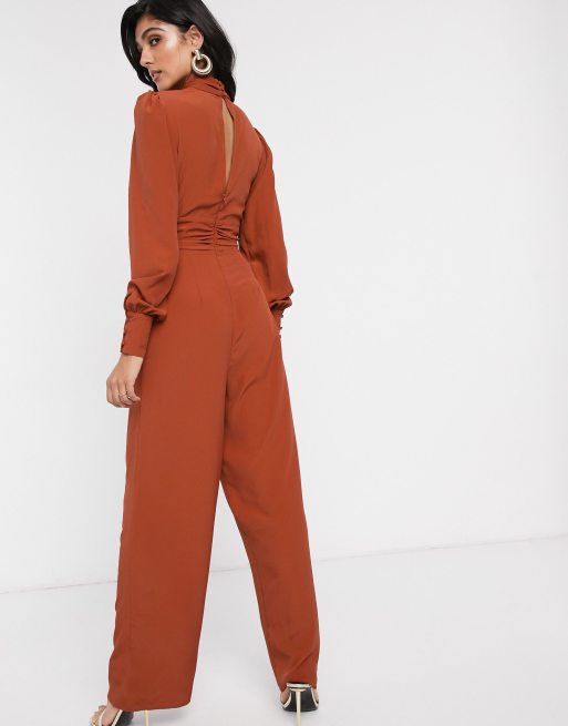 ASOS DESIGN tall ruched waist detail jumpsuit with split front, 2 of 4