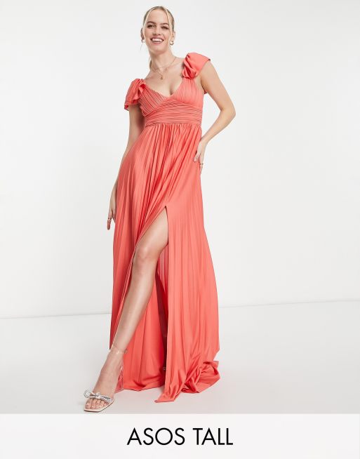 Asos coral hot sale bridesmaid dress