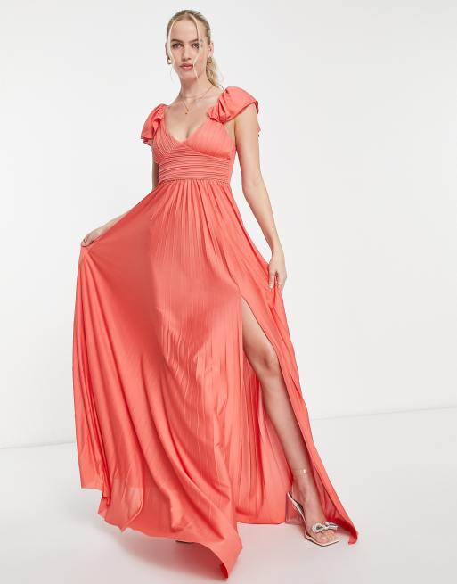 Maxi dress hotsell with ruffle sleeves