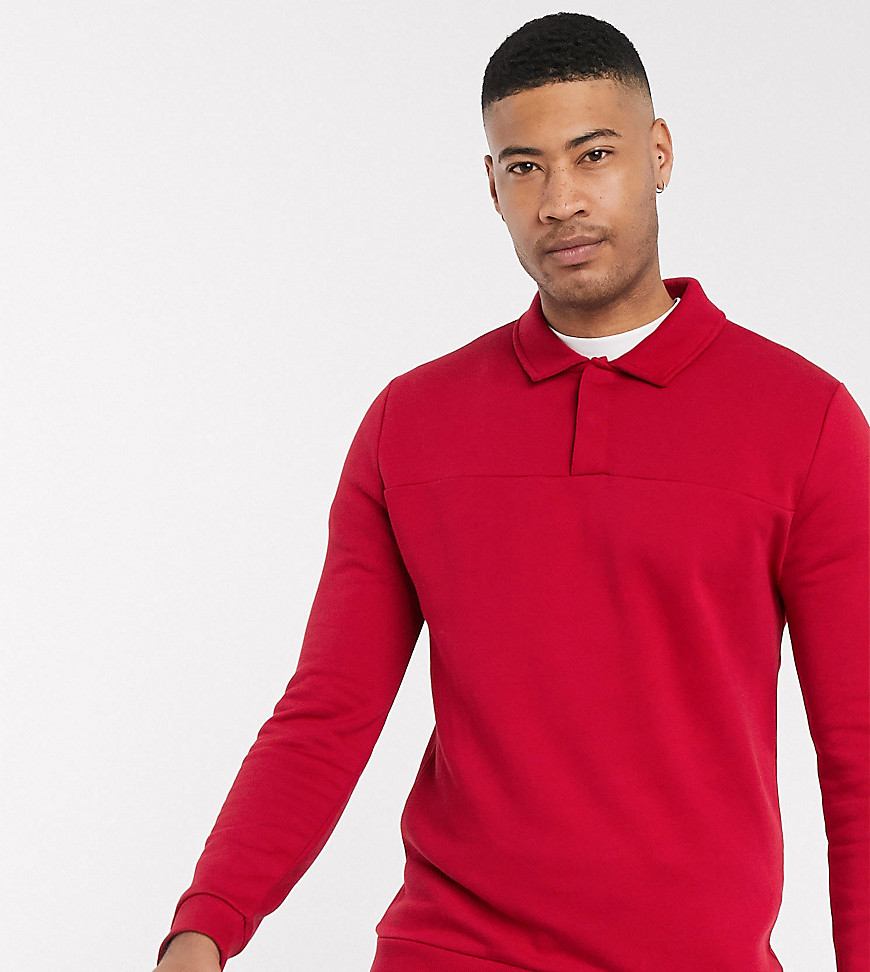 ASOS DESIGN Tall rugby sweatshirt in red