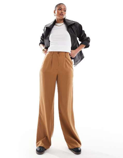 ASOS DESIGN Tall - Ruimvallende broek met rechte pijpen in camel - view 1