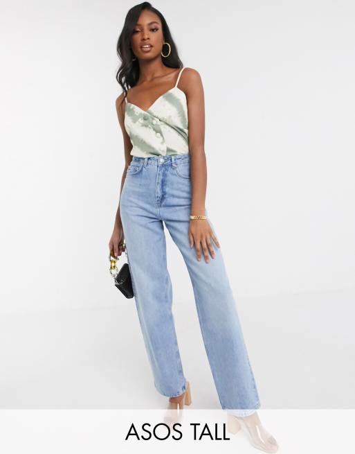 ASOS DESIGN Tall - Ruimvallende dad jeans met hoge taille en medium wassing