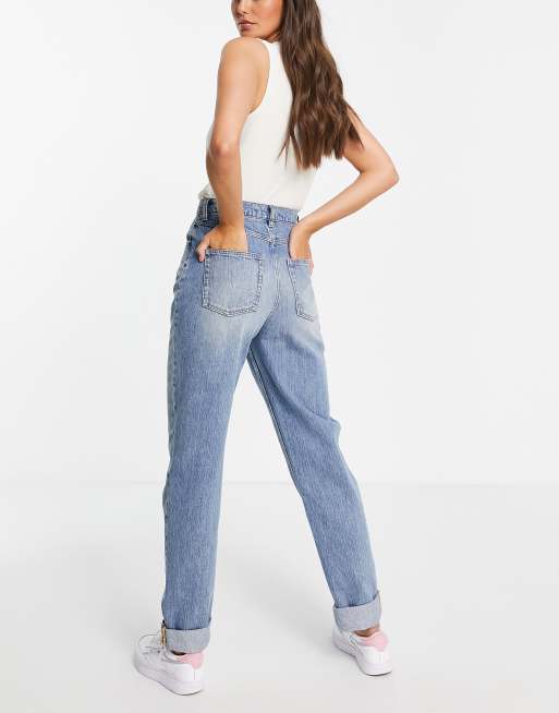 ASOS DESIGN Tall - Ruimvallende mom jeans met hoge taille in stone-wash, 2 van 4