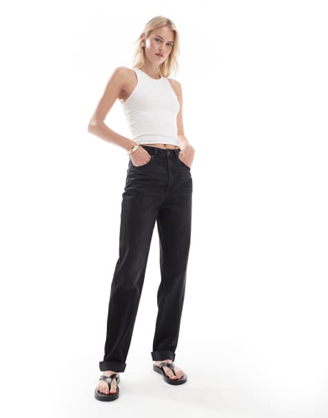 ASOS DESIGN Tall - Ruimvallende mom jeans met hoge taille in zwart - view 1