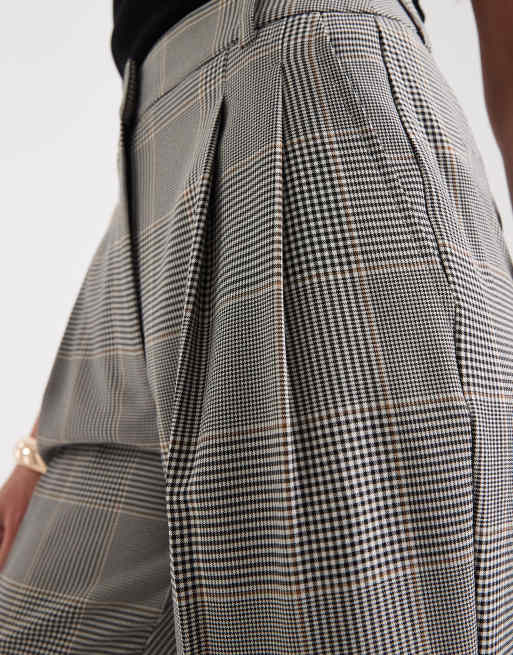ASOS DESIGN Tall – Rutiga, figursydda byxor med hög midja och veckad detalj, 4 av 5