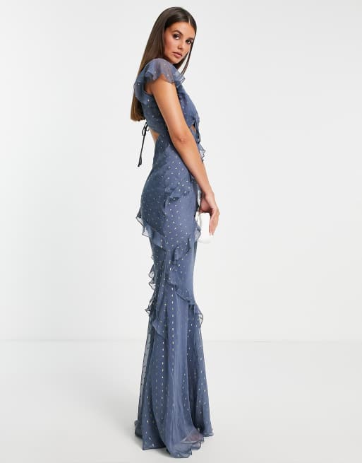 bias cut tea dress Morag - V Neck Bias Cut Tea Dress