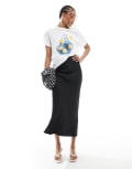 [ASOS DESIGN] ASOS DESIGN Tall satin bias midi skirt in black 4 BLACK