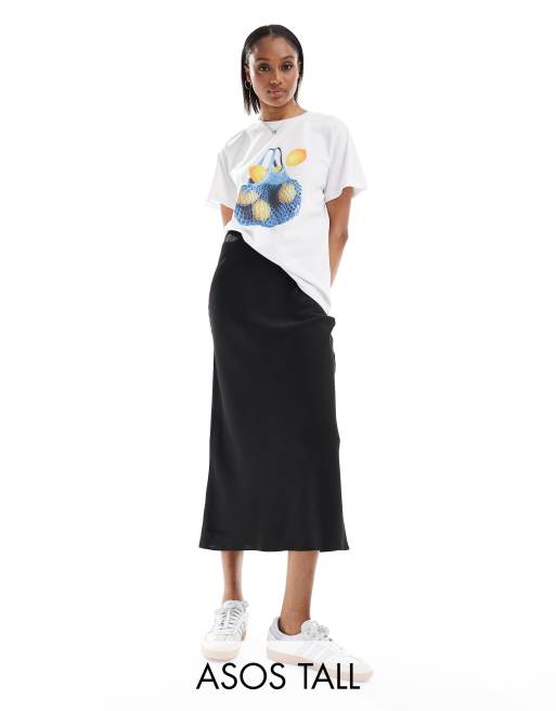 Asos design satin midi outlet skirt with self belt