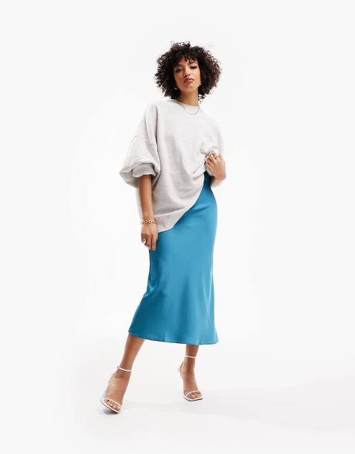 Asos midi blue skirt best sale