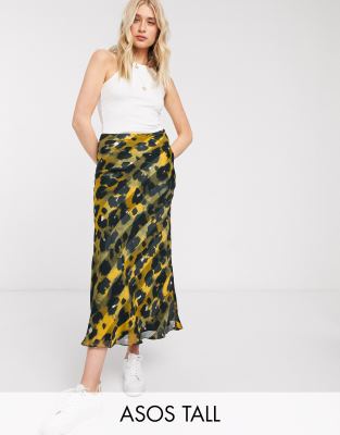 asos bias cut leopard skirt