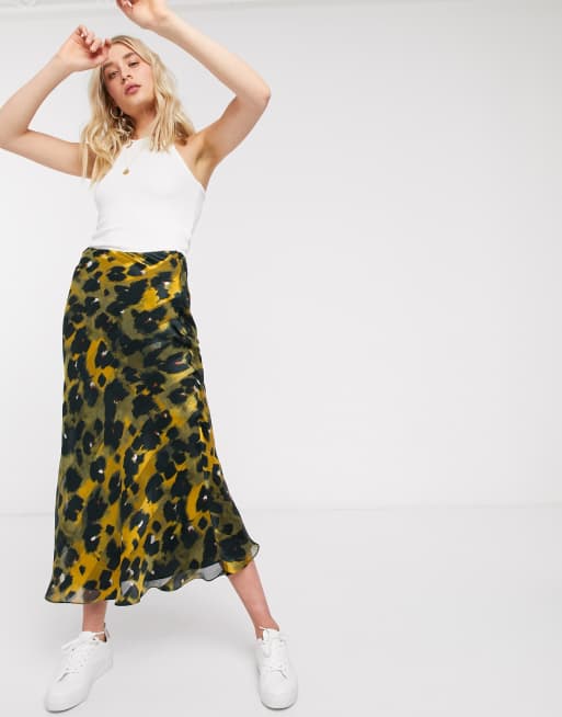 Asos midi 2024 skirt leopard