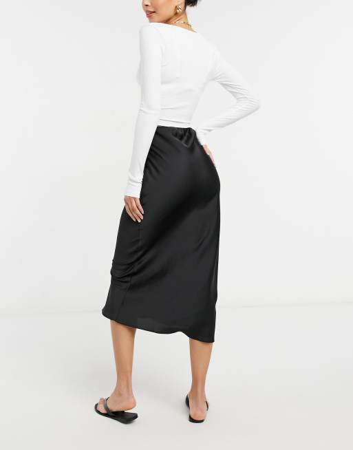 Black satin skirt clearance asos