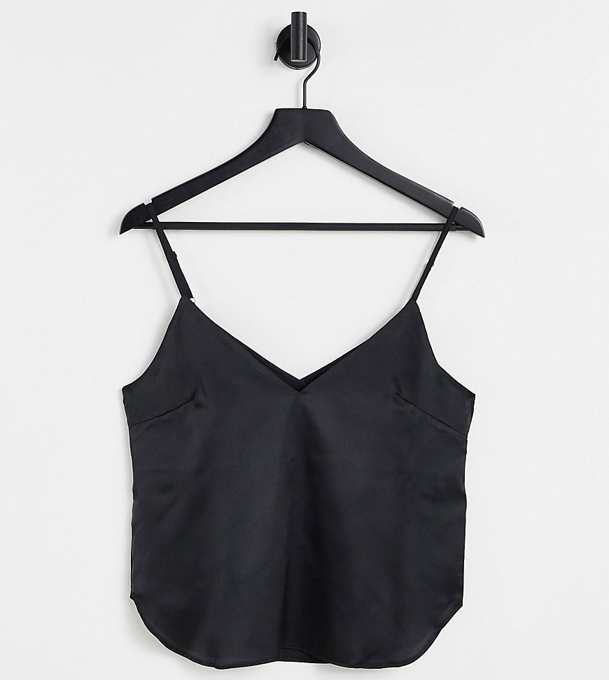 ASOS DESIGN Tall satin cami with wrap back detail in black