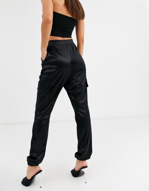 ASOS DESIGN satin jogger with pockets