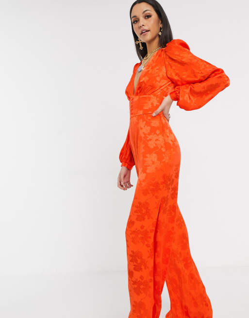 Orange satin hot sale jumpsuit