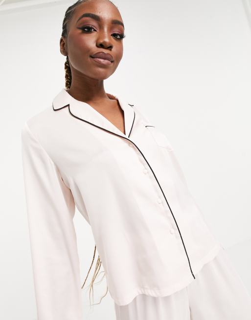 ASOS Tall ASOS DESIGN Tall satin long sleeve shirt & pants pajama