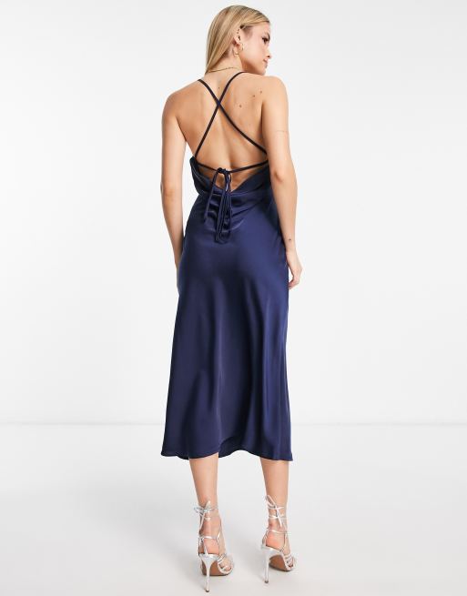 Asos navy 2025 slip dress