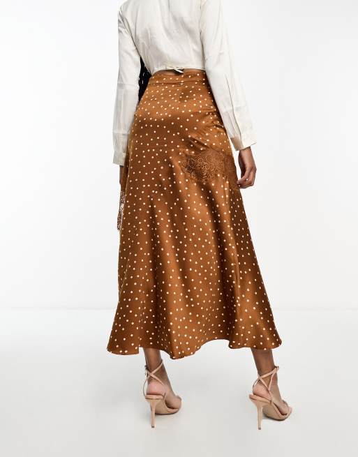 Asos design midi skirt with outlet kick flare in polka dot