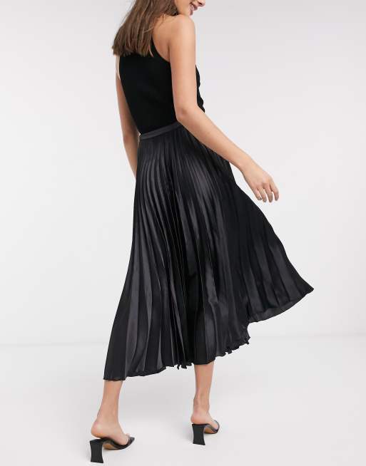 Black pleated midi outlet skirt 9mm