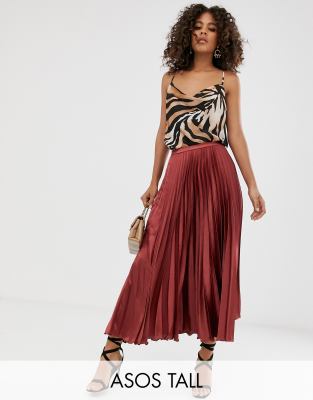 red pleated skirt asos