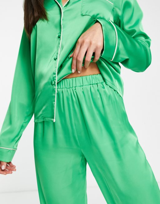 Green Satin Silk Pyjamas Tall Green Stripe Satin Pyjama Set Matalan