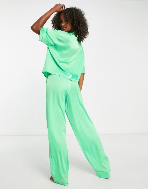 ASOS Tall ASOS DESIGN Tall satin long sleeve shirt & pants pajama