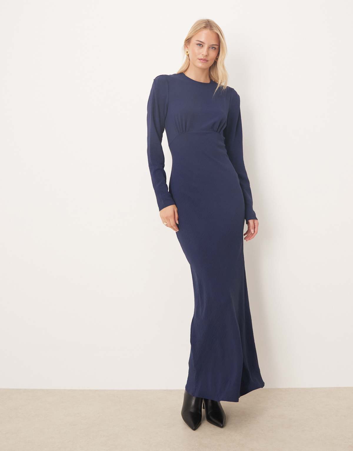 ASOS DESIGN Tall satin slip bias bust detail maxi dress in navy