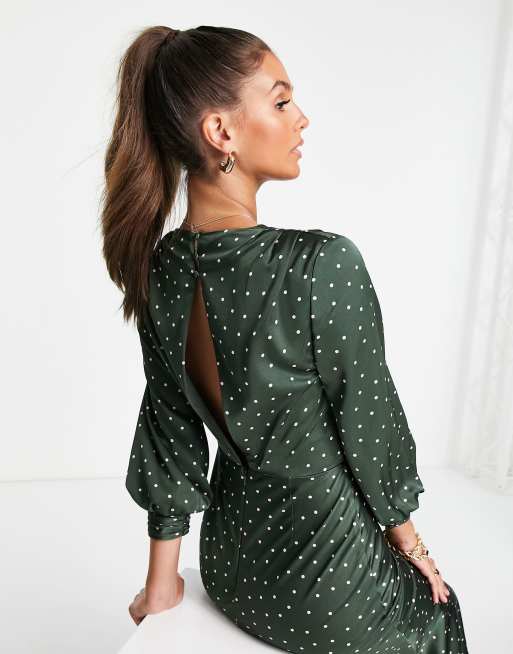 Asos green outlet polka dot dress