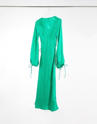 asos green silk dress