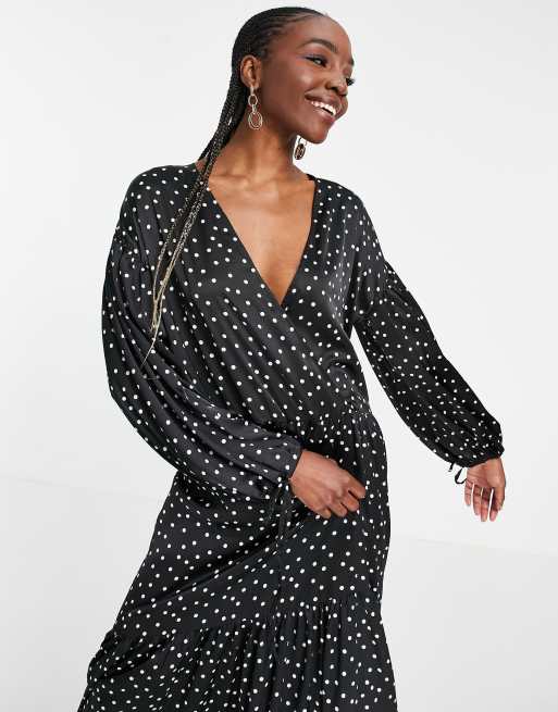 Asos polka dot wrap dress sale