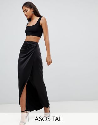 asos black satin skirt
