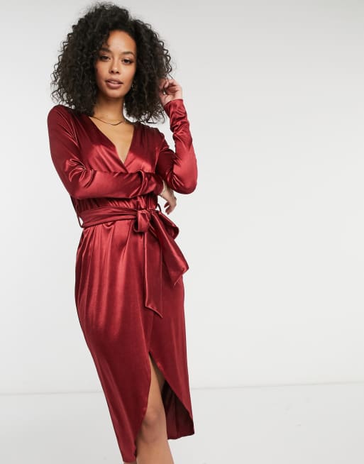 Asos satin wrap dress online