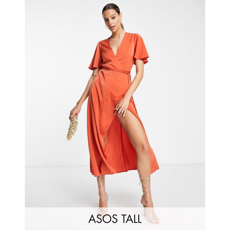 Asos satin wrap clearance dress