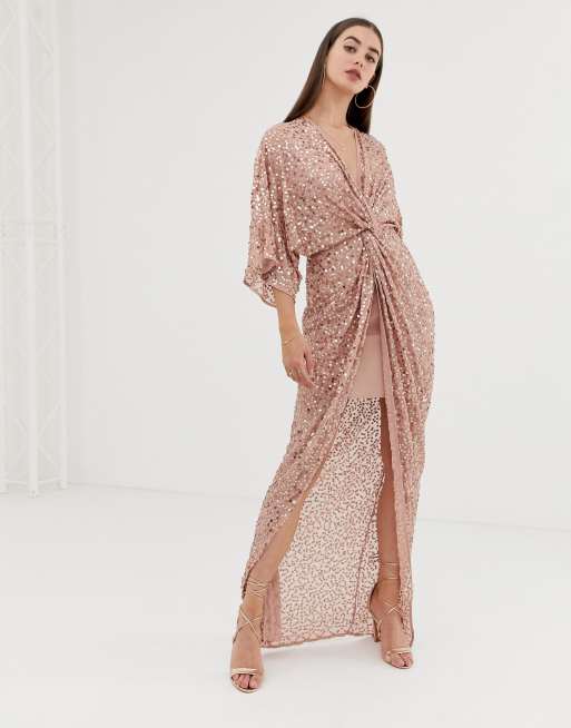 asos sequin kimono maxi dress