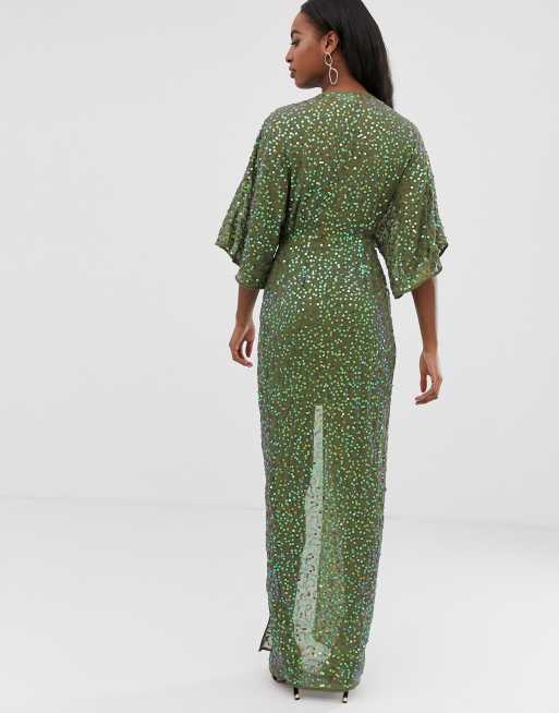 Asos sequin kimono maxi dress sale