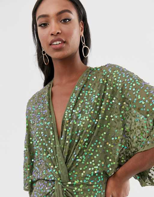 Asos scattered hotsell sequin kimono dress