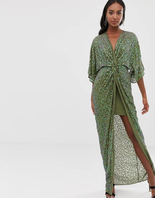 Asos sequin kimono maxi dress sale