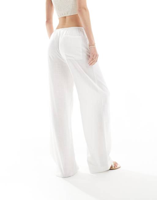 ASOS DESIGN Tall – Schlupfhose in Weiß mit weitem Bein und Leinenanteil, 5 von 5